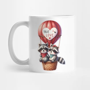 Valentine Raccon Couple On Hot Air Balloon Mug